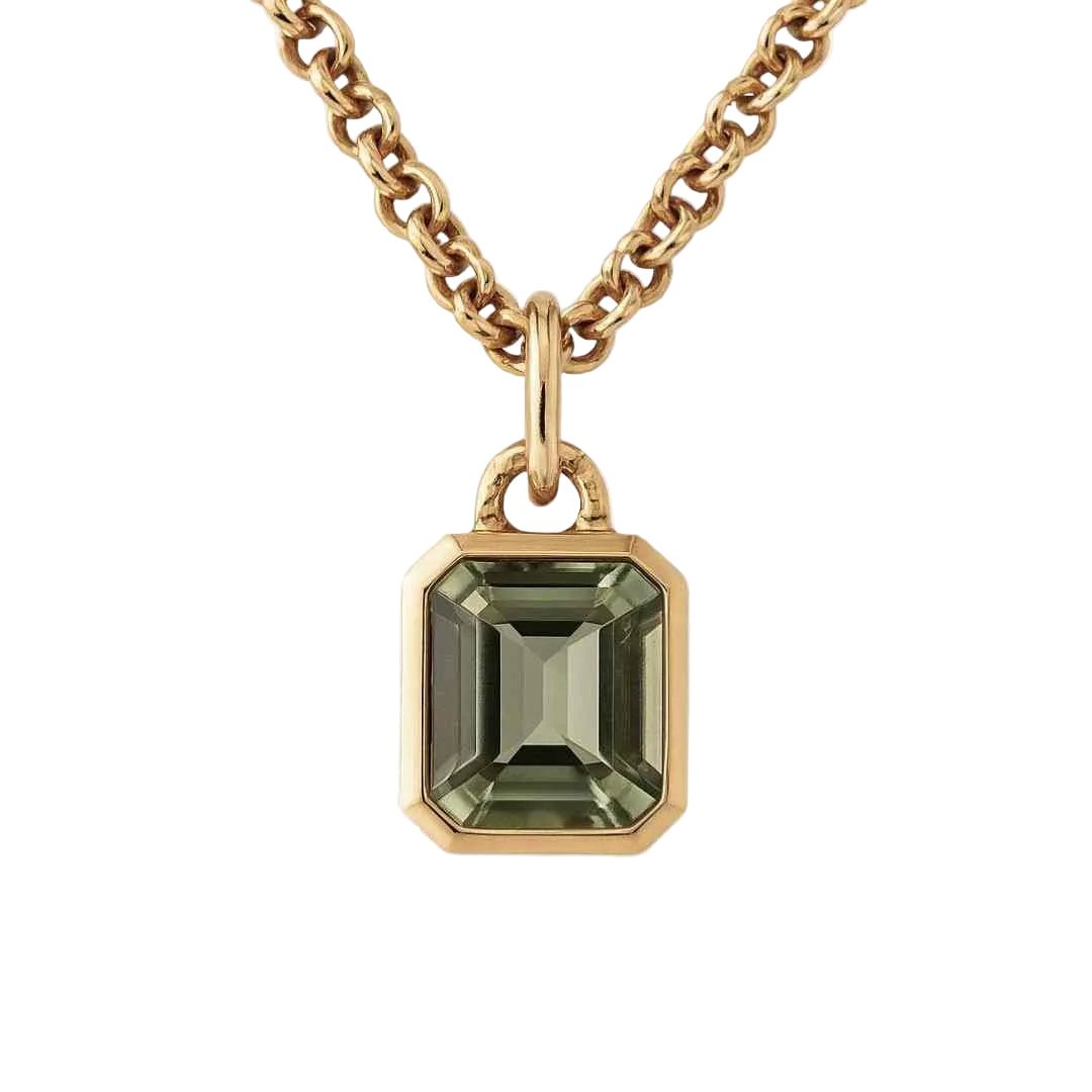 Maxi Gold Green Quartz Necklace - Giselle - Dainty London