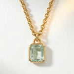 Maxi Gold Green Quartz Necklace - Giselle - Dainty London