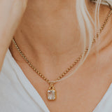 Maxi Gold Merrow Necklace - Topaz Gemstone - British Handcrafted Layering Jewelry - Dainty London