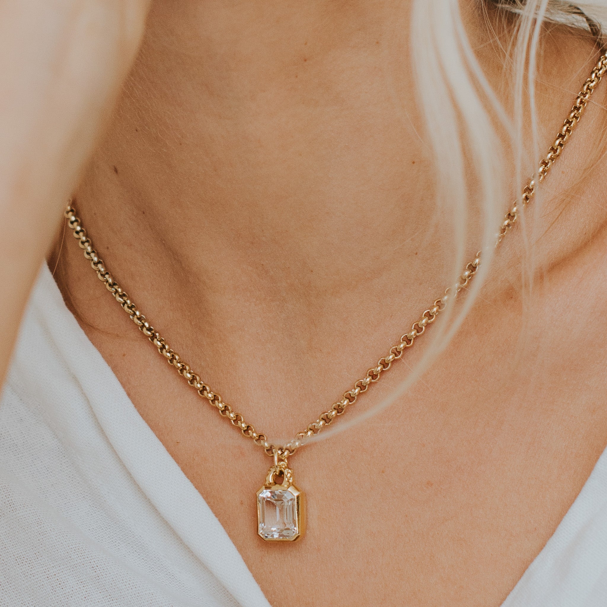 Maxi Gold Merrow Necklace - Topaz Gemstone - British Handcrafted Layering Jewelry - Dainty London