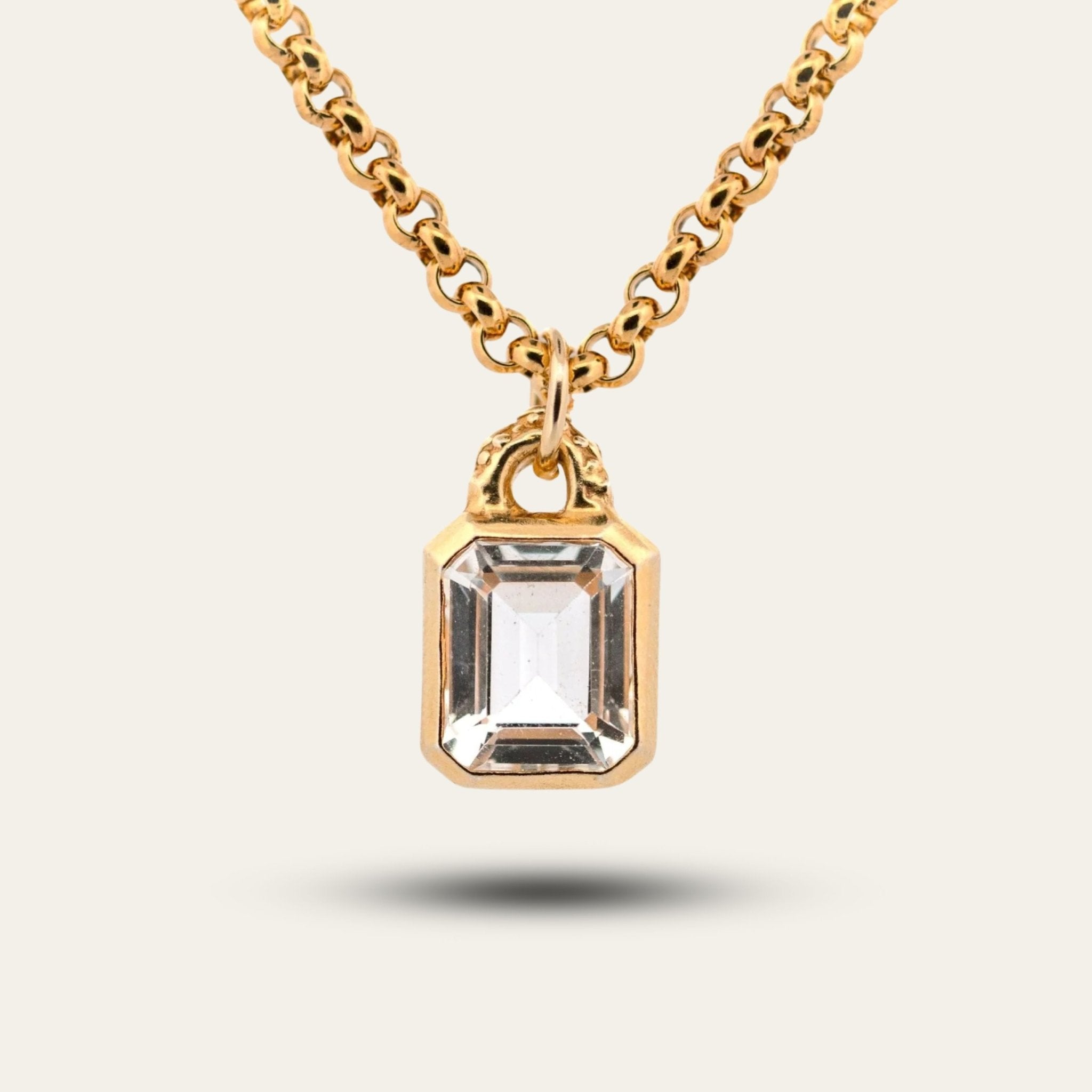 Maxi Gold Merrow Necklace - Topaz Gemstone - British Handcrafted Layering Jewelry - Dainty London