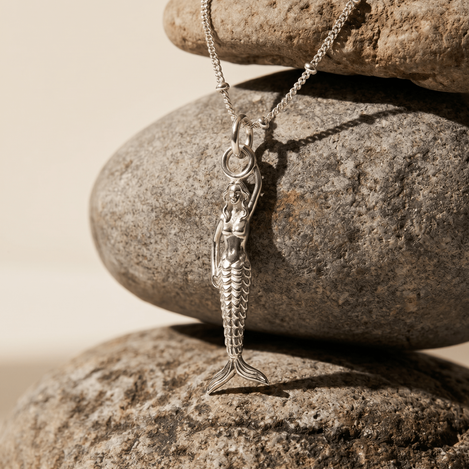 Maxi Mermaid Silver Necklace - Zennor - Dainty London
