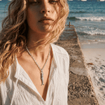 large mermaid necklace, ocean jewellery, Cornwall jewelry, folklore jewelry, silver pendant, mermaid pendant, sterling silver gift, nautical necklace, sea lover gift, handmade jewelry, ocean blue jewelry, gift for her, mythological jewelry