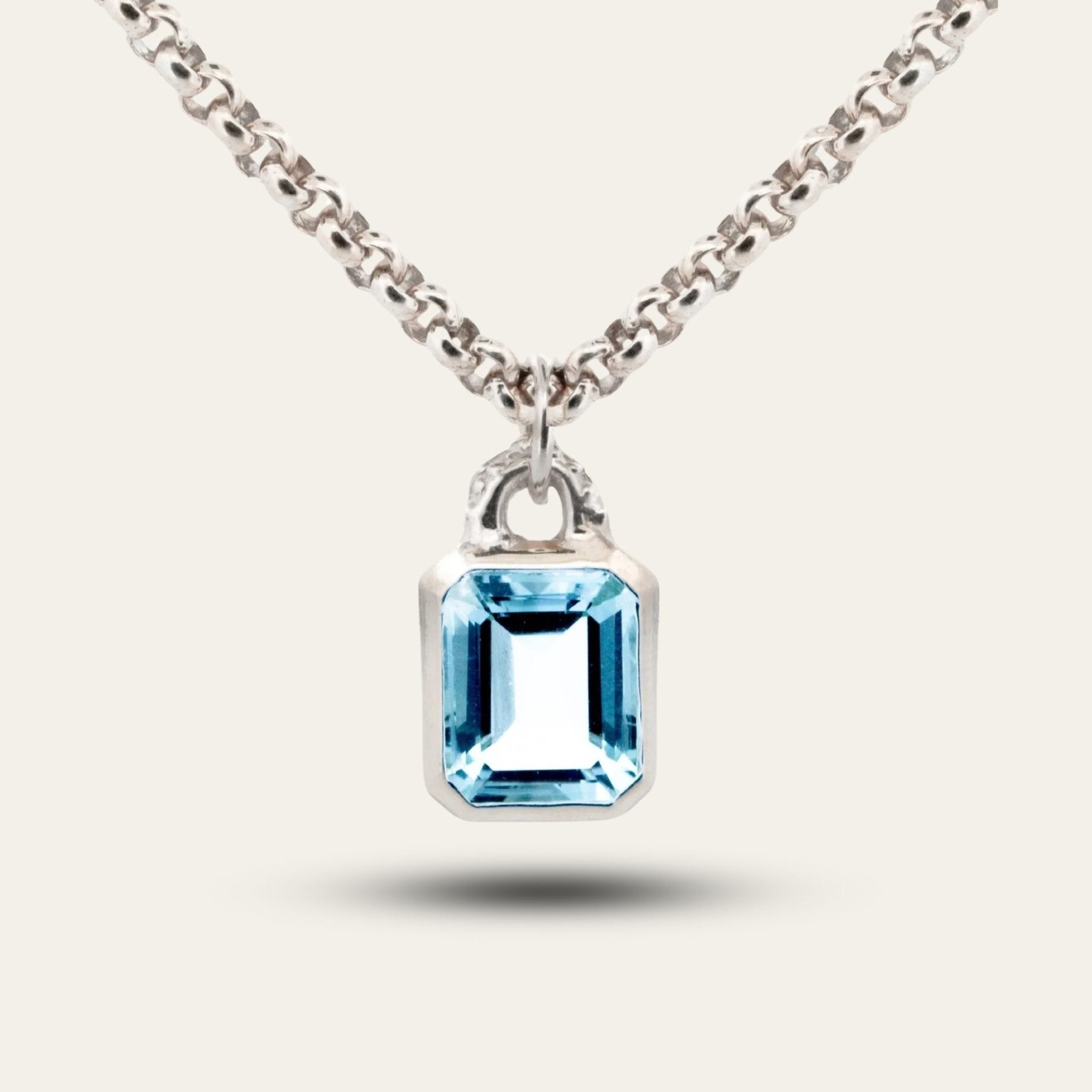 Maxi Silver Astrid Necklace - Sky Blue Topaz Gemstone - Premium layered jewelry - Dainty London