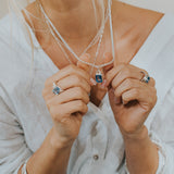 Maxi Silver Astrid Necklace - Sky Blue Topaz Gemstone - Premium layered jewelry - Dainty London