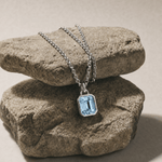 Maxi Silver Blue Topaz Necklace - Astrid - Dainty London