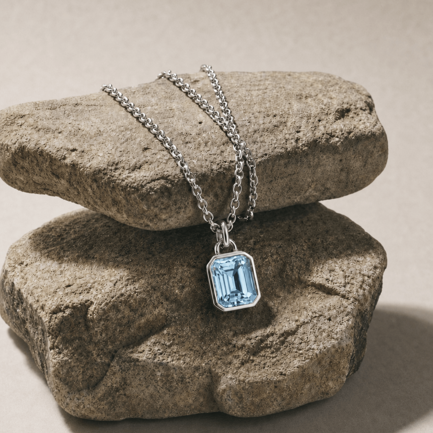 Maxi Silver Blue Topaz Necklace - Astrid - Dainty London