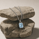 Maxi Silver Blue Topaz Necklace - Astrid - Dainty London