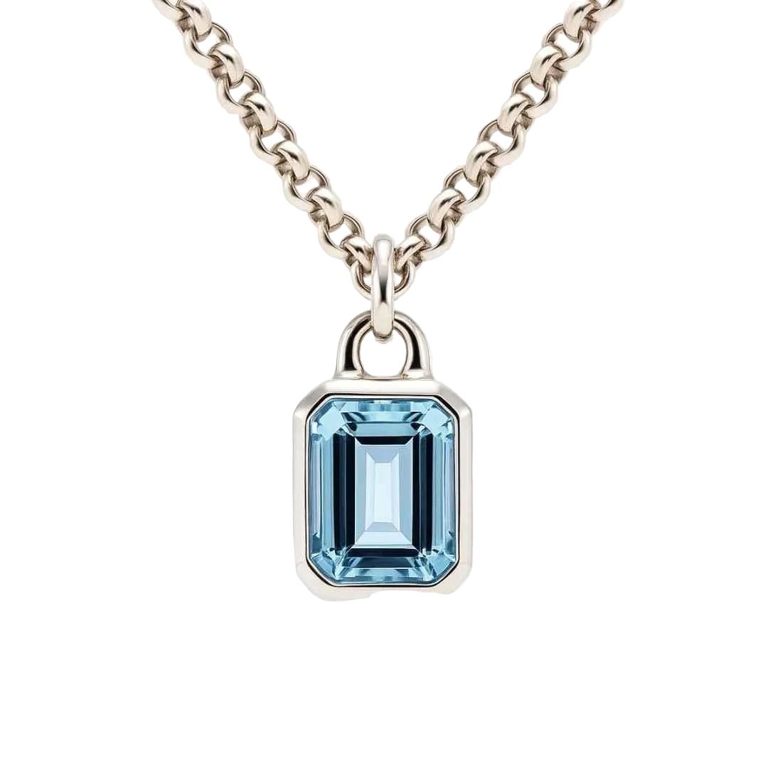 Maxi Silver Blue Topaz Necklace - Astrid - Dainty London