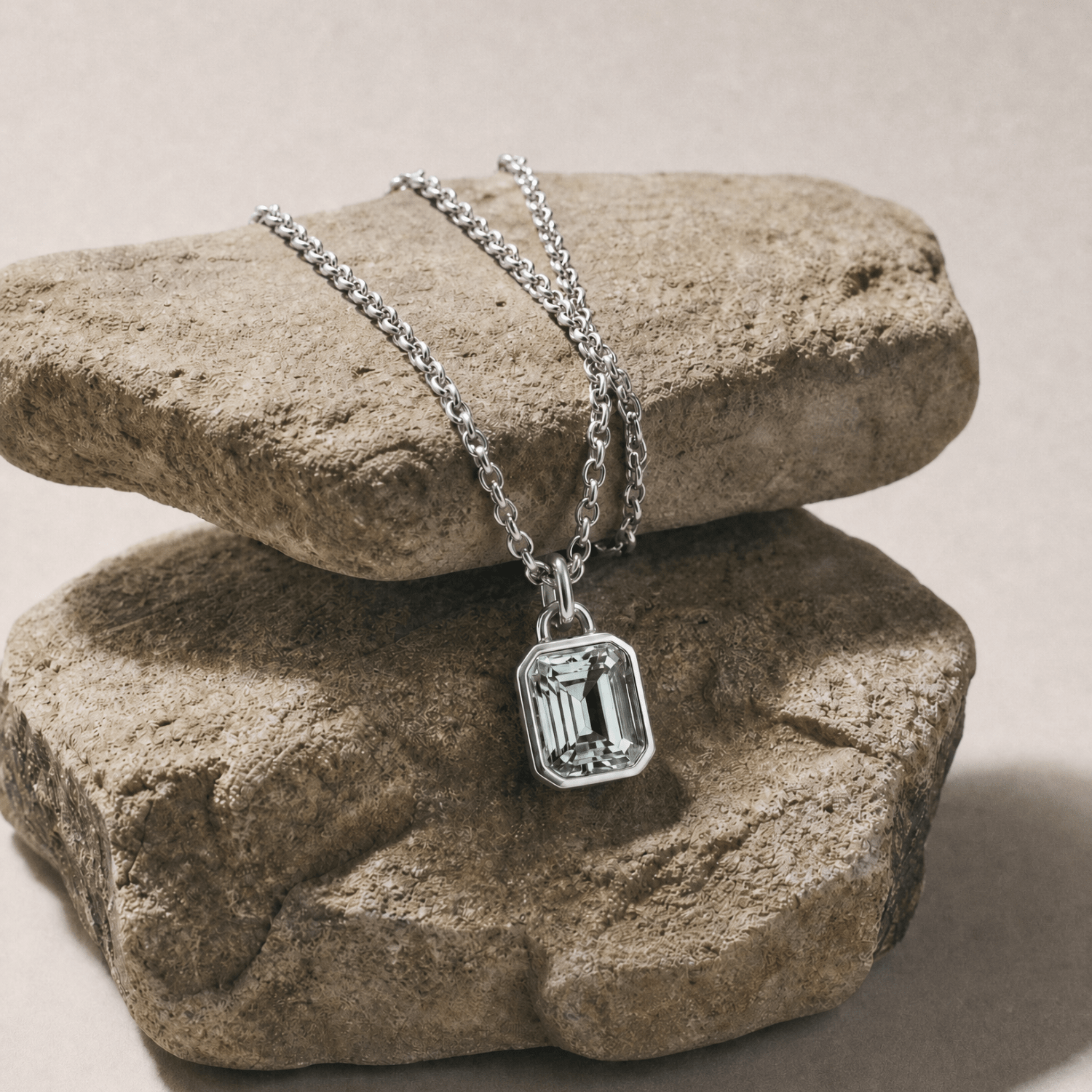 Maxi Silver Green Quartz Necklace - Giselle - Dainty London