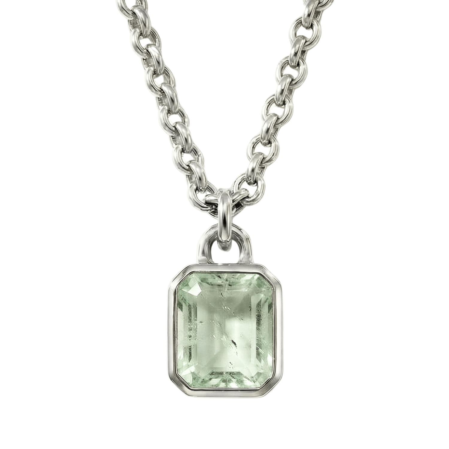 Maxi Silver Green Quartz Necklace - Giselle - Dainty London