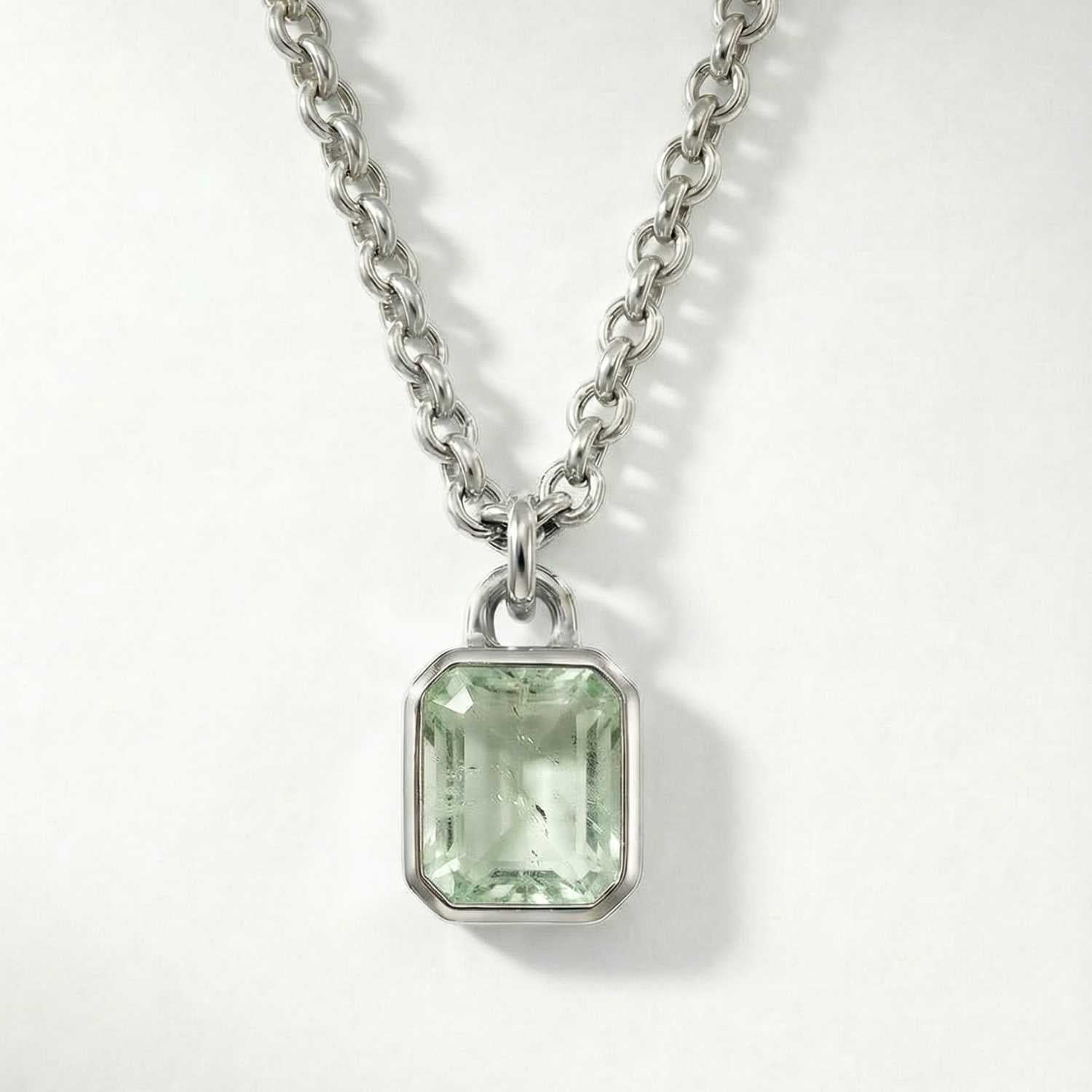 Maxi Silver Green Quartz Necklace - Giselle - Dainty London