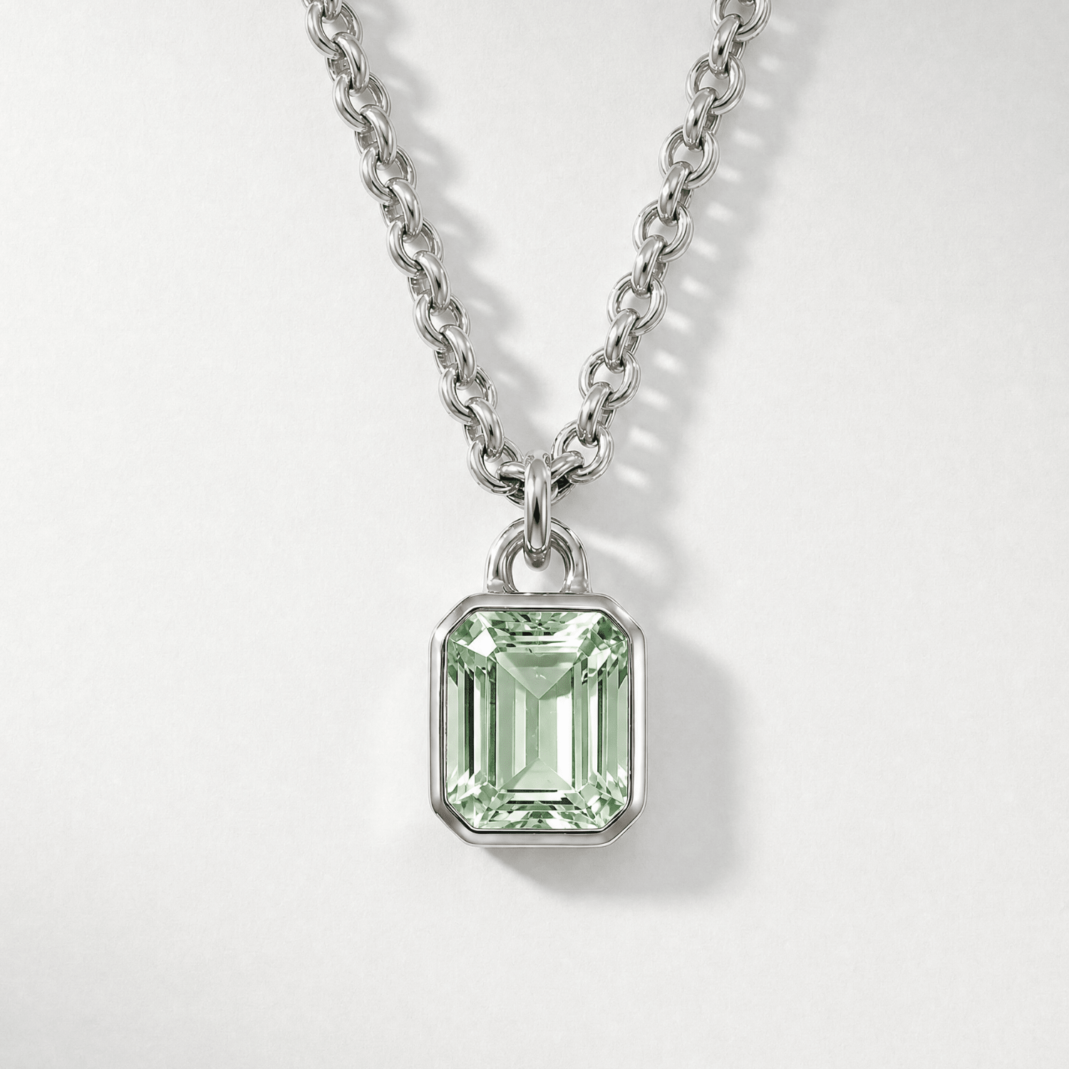 Maxi Silver Green Quartz Necklace - Giselle - Dainty London green quartz necklace, ocean-inspired jewellery, sterling silver pendant, beach jewellry gift, coastal jewelry, milestone gift, anniversary gift, birthday jewelry, sea glass necklace, statement jewellery, handmade silver jewelry, ocean lover gift, unique artisan jewelry