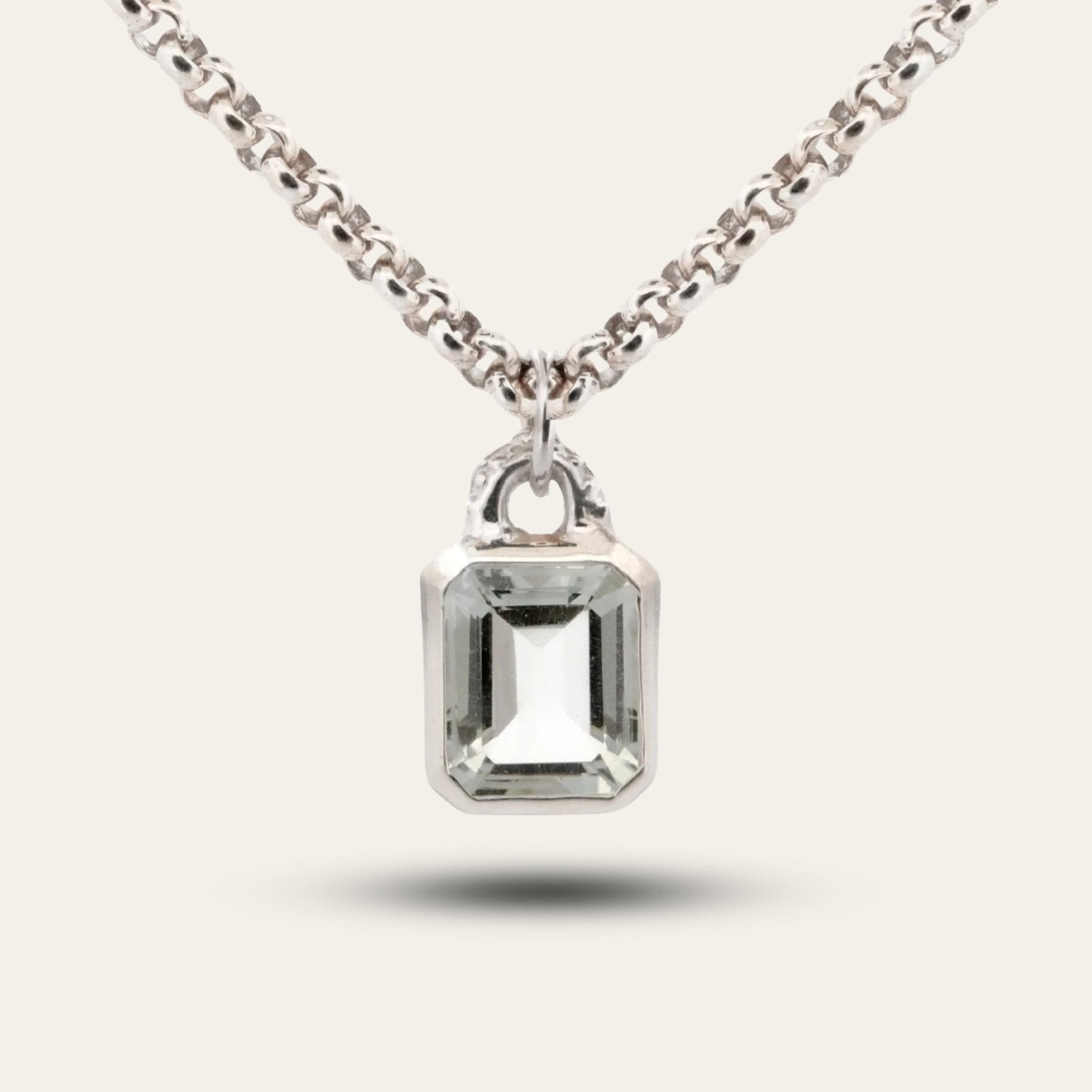 Maxi Silver Merrow Necklace - Topaz Gemstone - Luxury Pendant Necklace - Dainty London