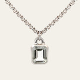 Maxi Silver Merrow Necklace - Topaz Gemstone - Luxury Pendant Necklace - Dainty London