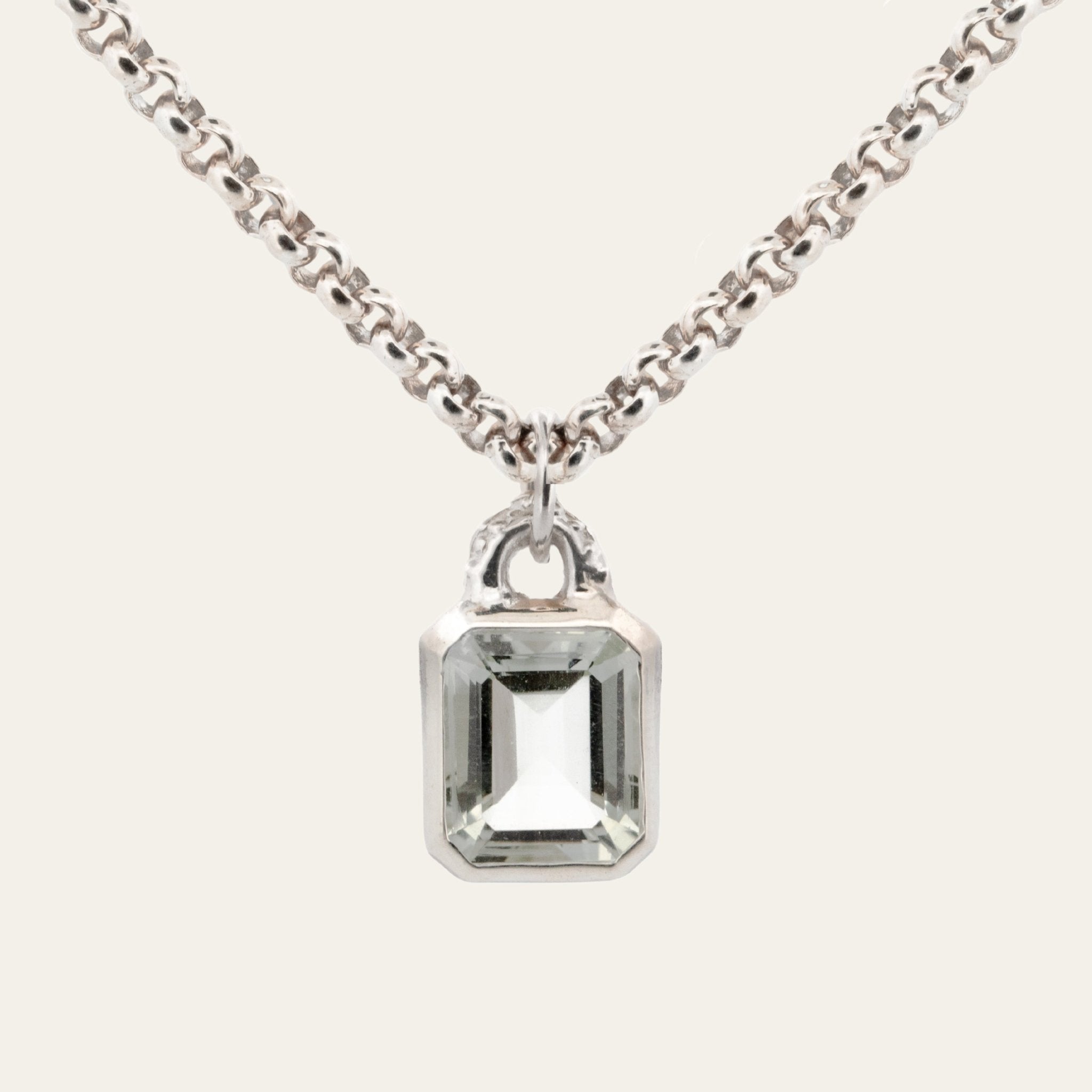 Maxi Silver Merrow Necklace - Topaz Gemstone - Luxury Pendant Necklace - Dainty London