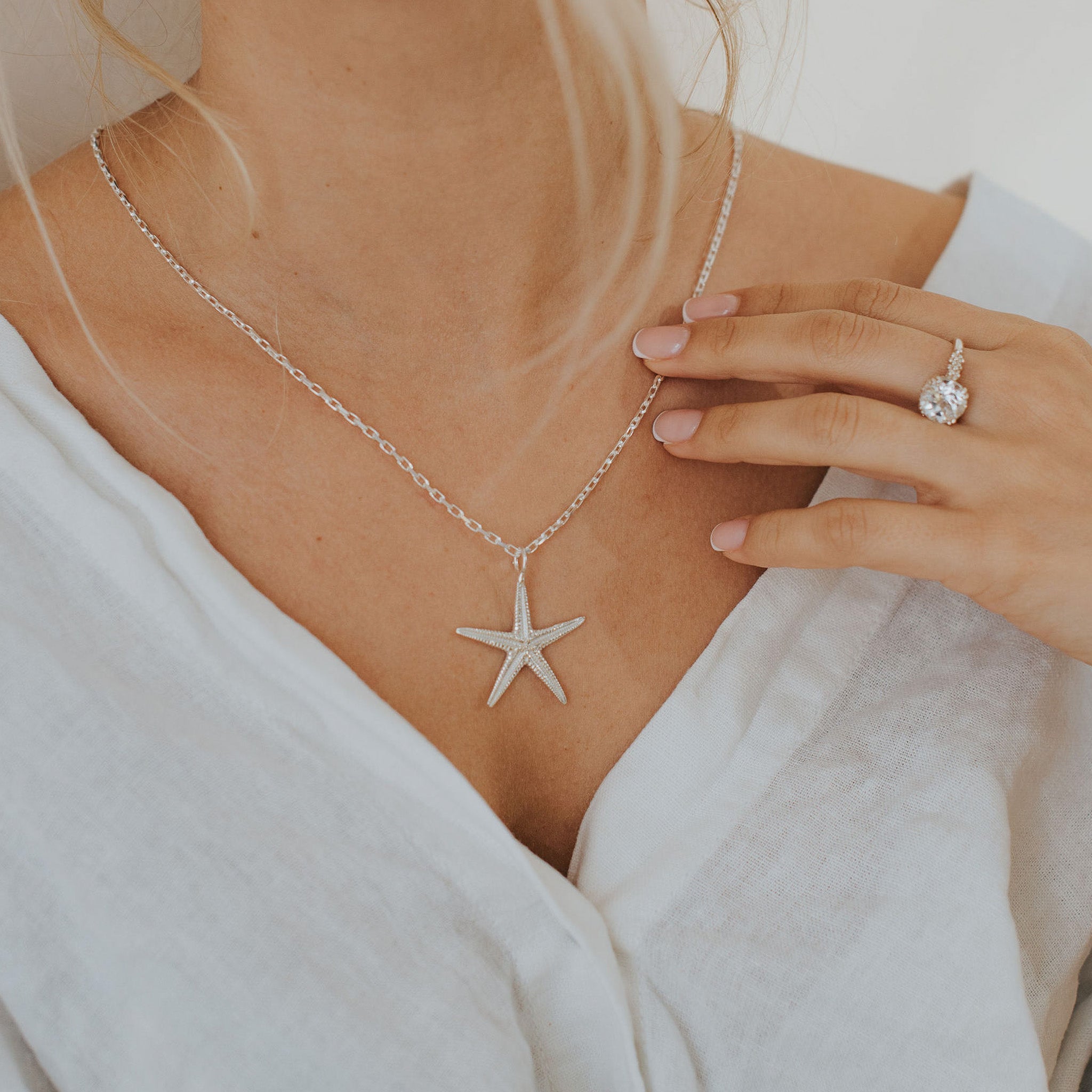 Maxi Silver Starfish Necklace - Ocean Inspired Jewellery - Mermaidcore - Dainty London