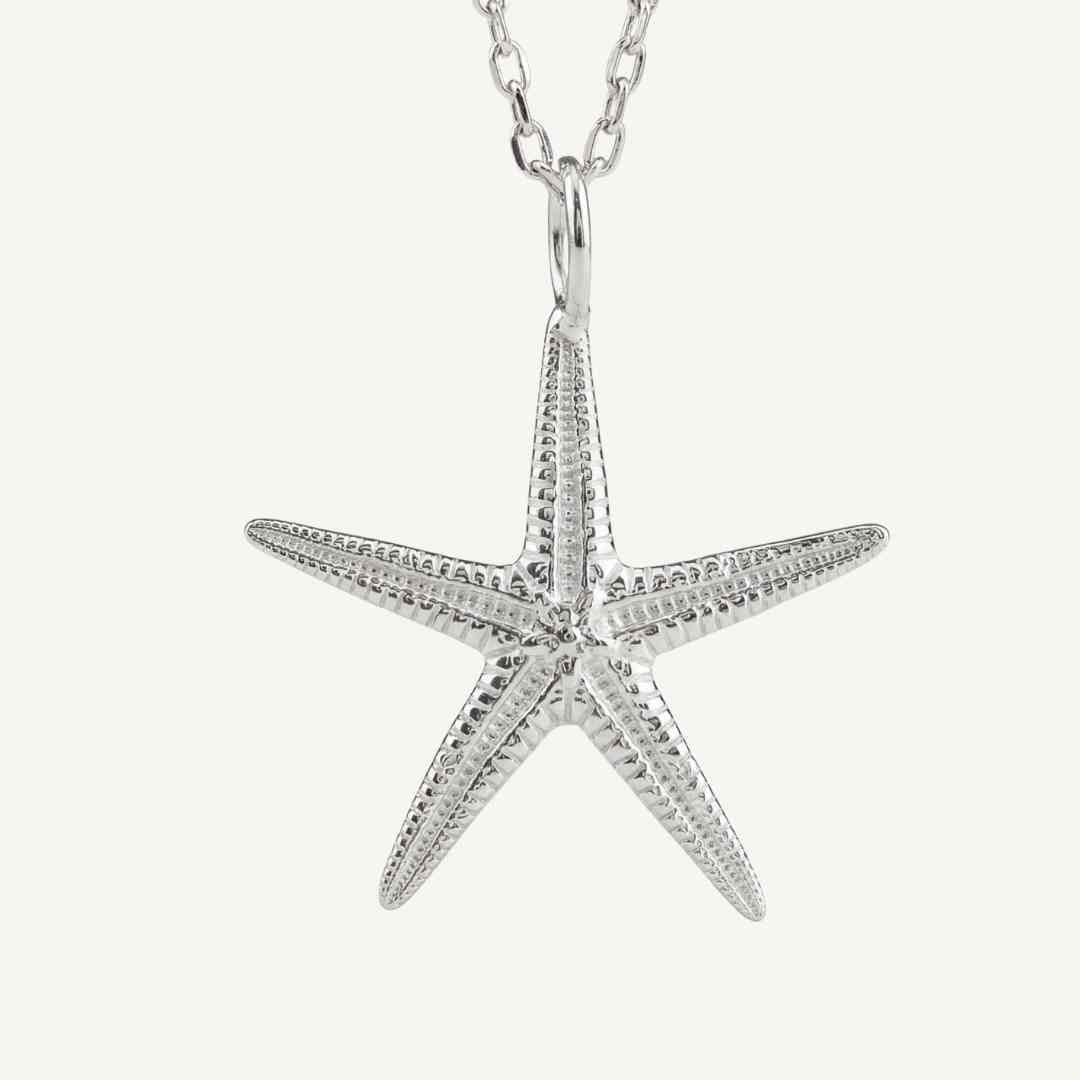 beach jewellery, starfish necklace, ocean charm, nautical jewellery, sea lover gift, sterling silver necklace, nature inspired jewelry, seaside accessory, coastal jewelry, beach gift for her, handcrafted sea charm, summer jewelry, ocean lover gift