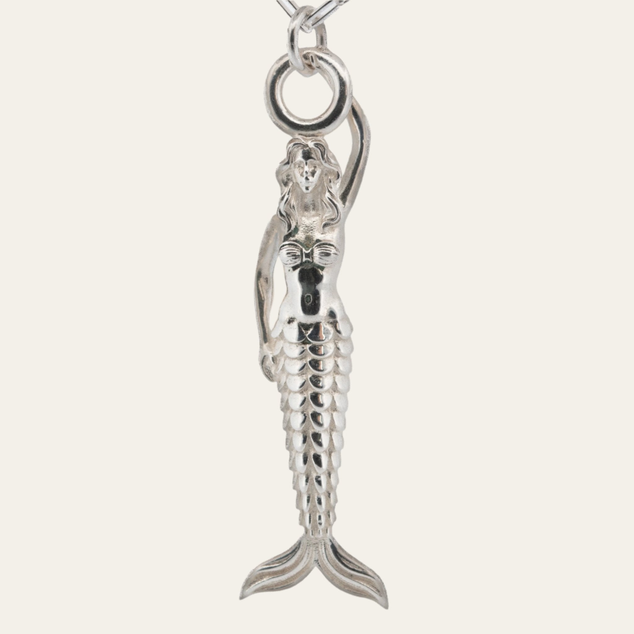 Maxi Zennor Mermaid Silver Necklace - Ocean Mermaidcore Jewellery - Dainty London