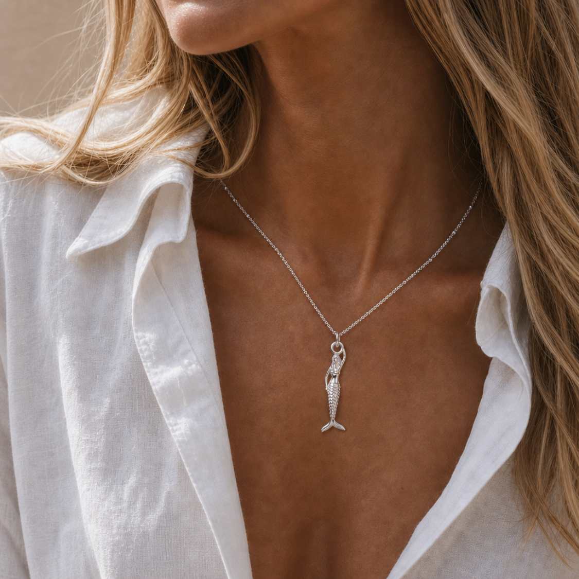 Mini Mermaid Silver Necklace - Zennor - Dainty London