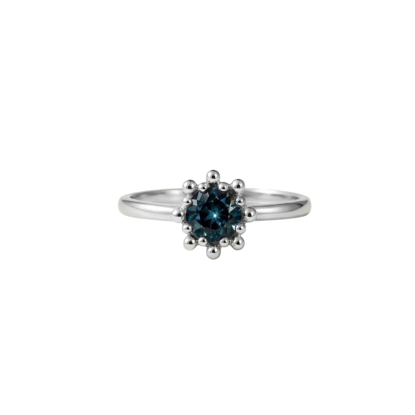Mini Silver Zaria ring with barnacles and London Blue Topaz - Dainty London