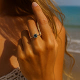 silver Zaria ring, barnacle textured ring, ocean inspired jewellery, sea shell jewellry, nautical statement ring, blue topaz ring, coastal jewelry gift, maritime ring, handcrafted British jewelry, sea life jewelry, dainty silver ring, seaside wedding jewelry, ocean lover gift