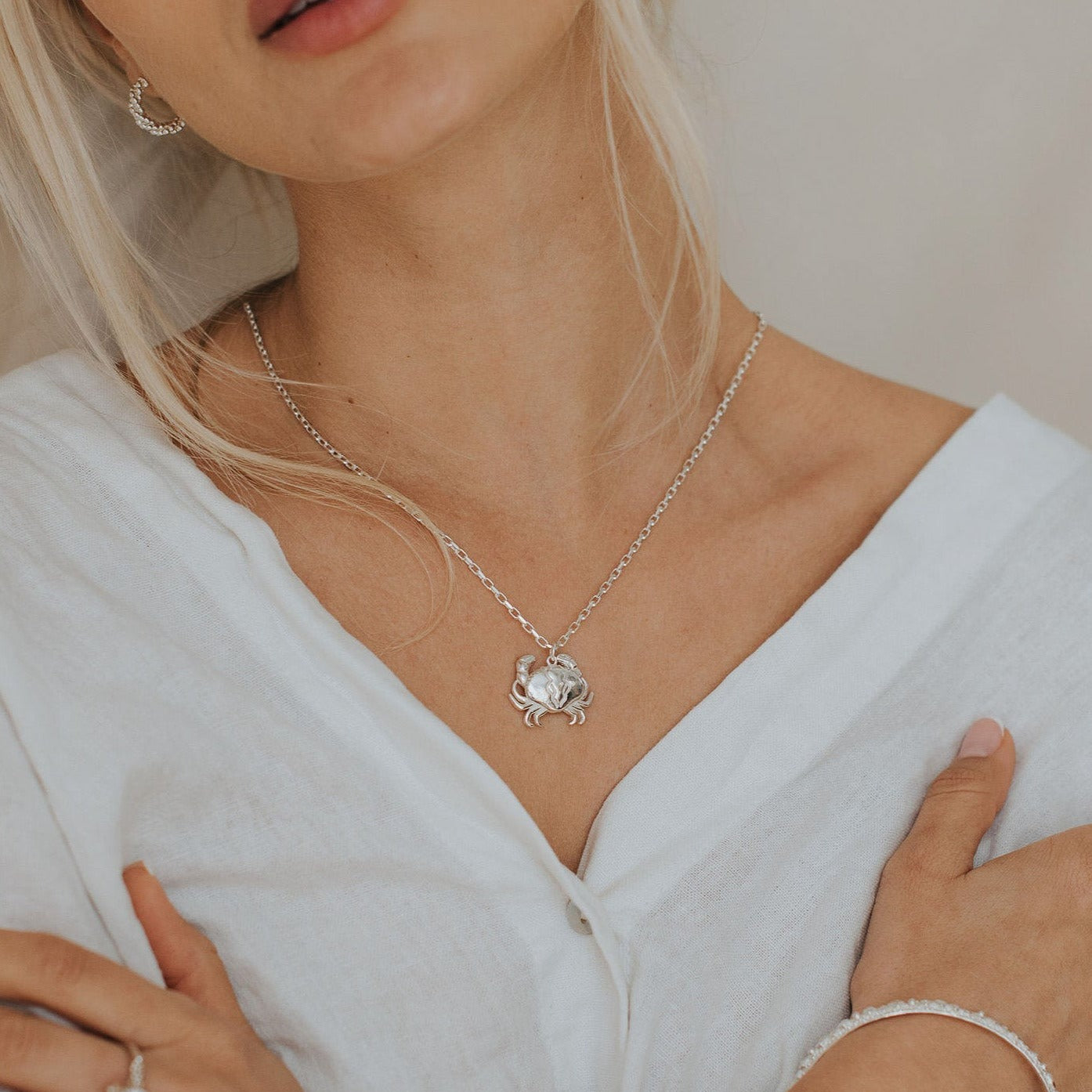 Mr Crab Silver Necklace - Dainty London