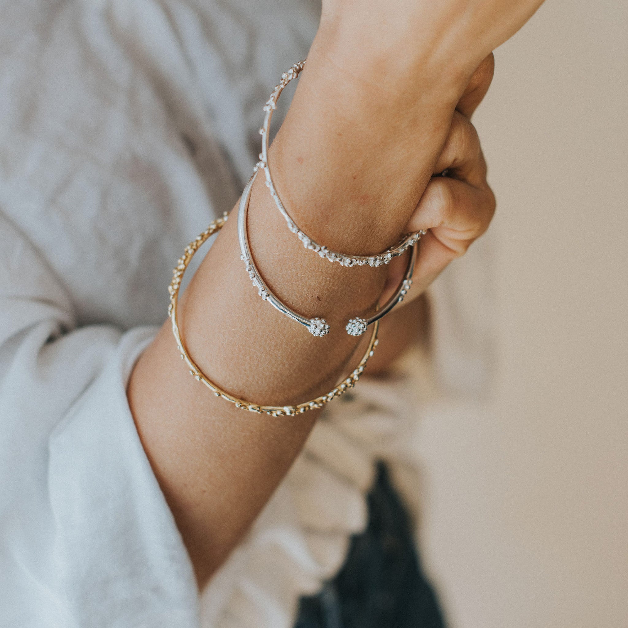 Open Barnacle Bangle - Modern luxury bangles - One Size Bracelet - Dainty London