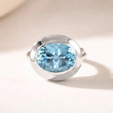 Oval - cut Sky Blue Topaz gemstone Ring - Avery - Dainty London