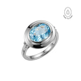 Oval - cut Sky Blue Topaz gemstone Ring - Avery - Dainty London