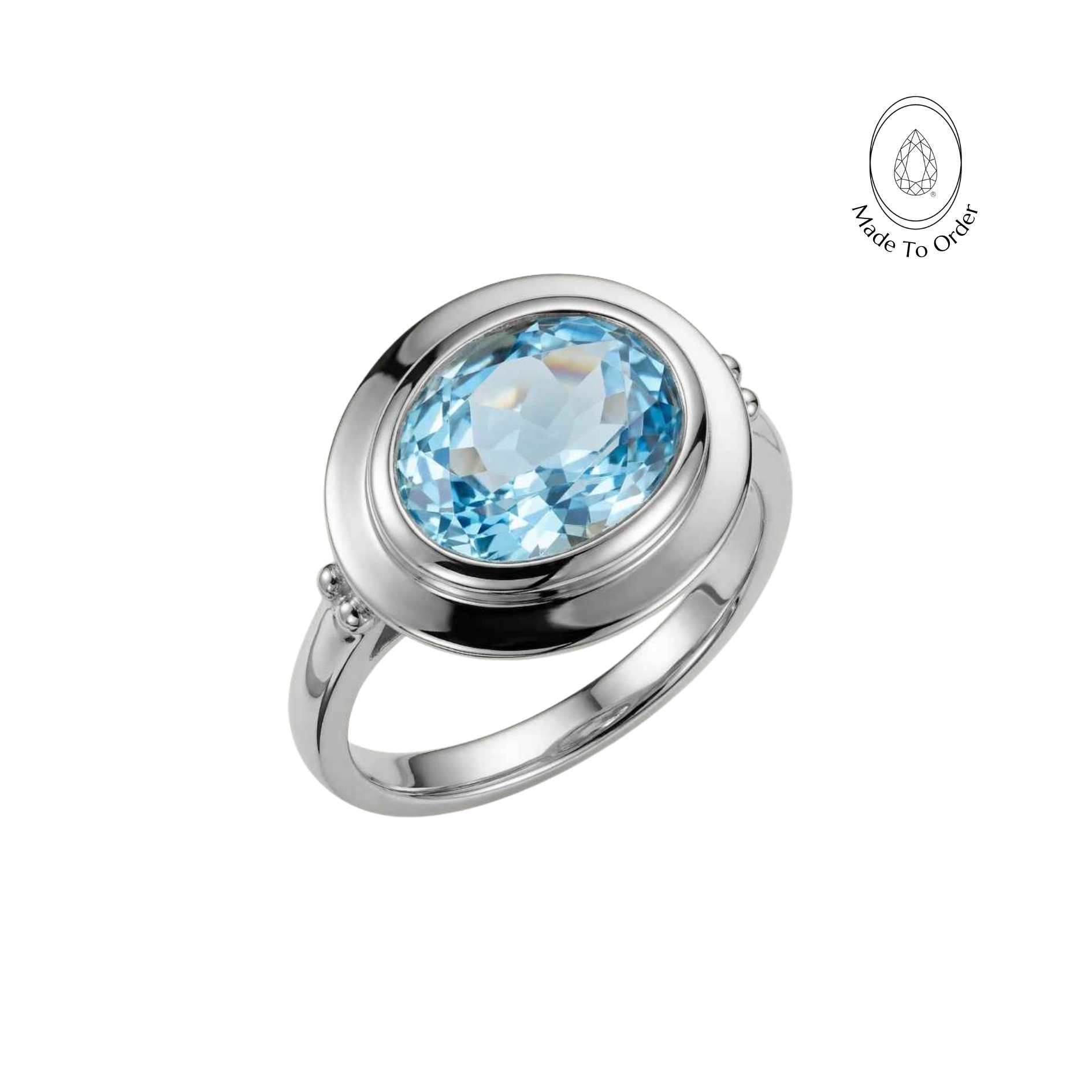 Oval - cut Sky Blue Topaz gemstone Ring - Avery - Dainty London