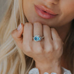 Oval - cut Sky Blue Topaz gemstone Ring - Avery - Dainty London