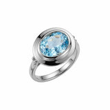 Oval - cut Sky Blue Topaz gemstone Ring - Avery - Dainty London