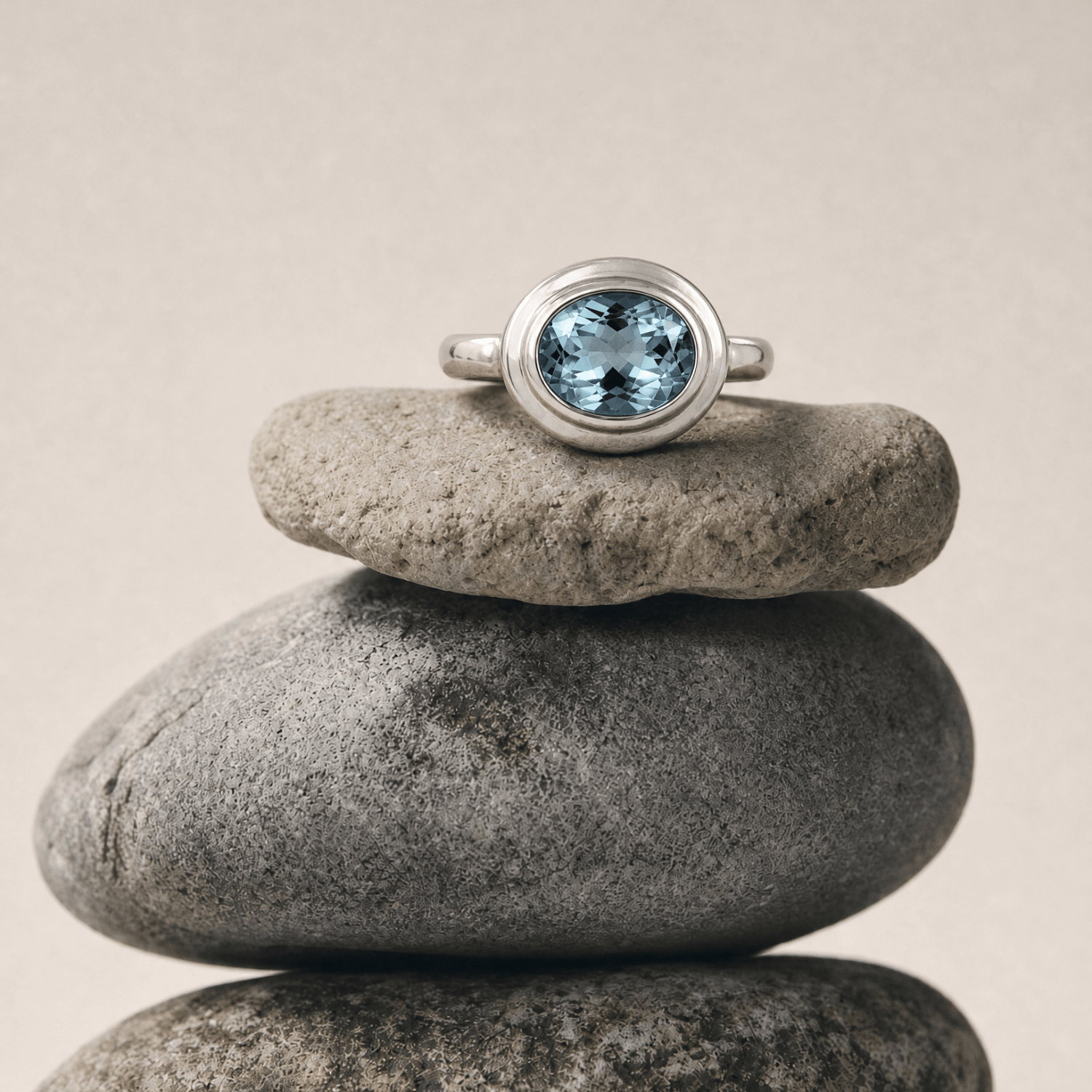 Oval-cut Sky Blue Topaz gemstone Ring - Avery - Dainty London