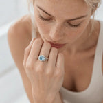 Oval - cut Sky Blue Topaz gemstone Ring - Avery - Dainty London