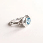 Oval-cut Sky Blue Topaz gemstone Ring - Avery - Dainty London