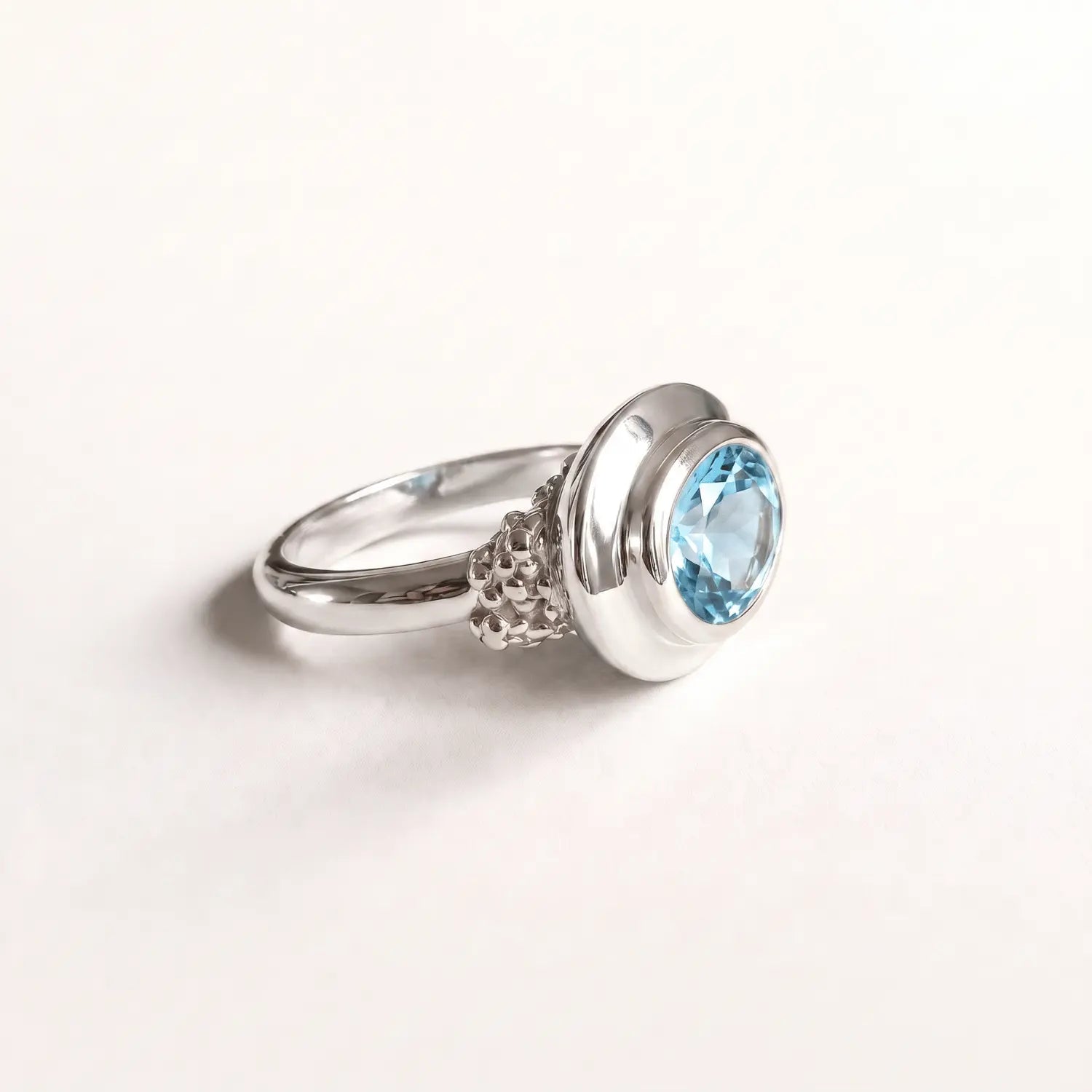 Oval-cut Sky Blue Topaz gemstone Ring - Avery - Dainty London