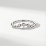 Platinum Ethereal Curved Diamond Ring - The Cressida Ring - Dainty London
