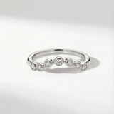 Platinum Ethereal Curved Diamond Ring - The Cressida Ring - Dainty London