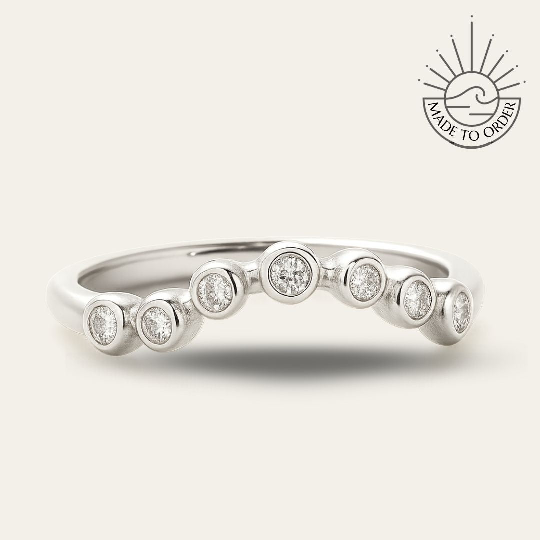 Platinum Ethereal Curved Diamond Ring - The Cressida Ring - Dainty London