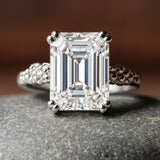 Platinum Luxury Moissanite Gemstone Ring - Merrow - Dainty London