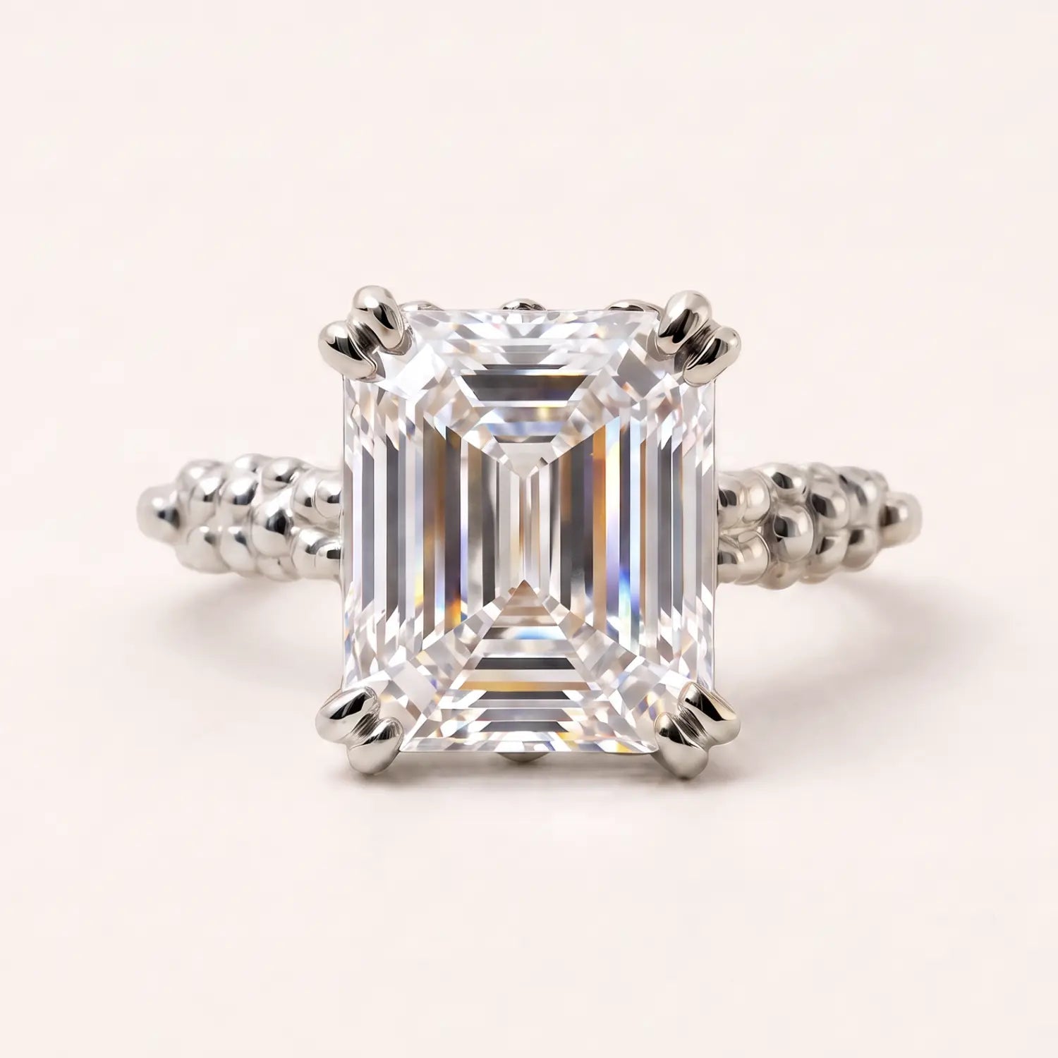 Platinum Luxury Moissanite Gemstone Ring - Merrow - Dainty London