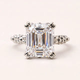 Platinum Luxury Moissanite Gemstone Ring - Merrow - Dainty London