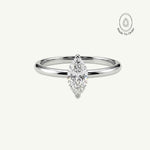 Platinum Marquise Diamond Ring - The Marlowe Ring - Dainty London platinum diamond ring, water inspired jewellery, engagement ring women, anniversary gift jewellery, delicate diamond band, marquise diamond ring, handmade platinum ring, wedding jewelry, elegant statement ring, luxury solitaire diamond, special occasion gift, modern engagement ring, gemstone anniversary ring