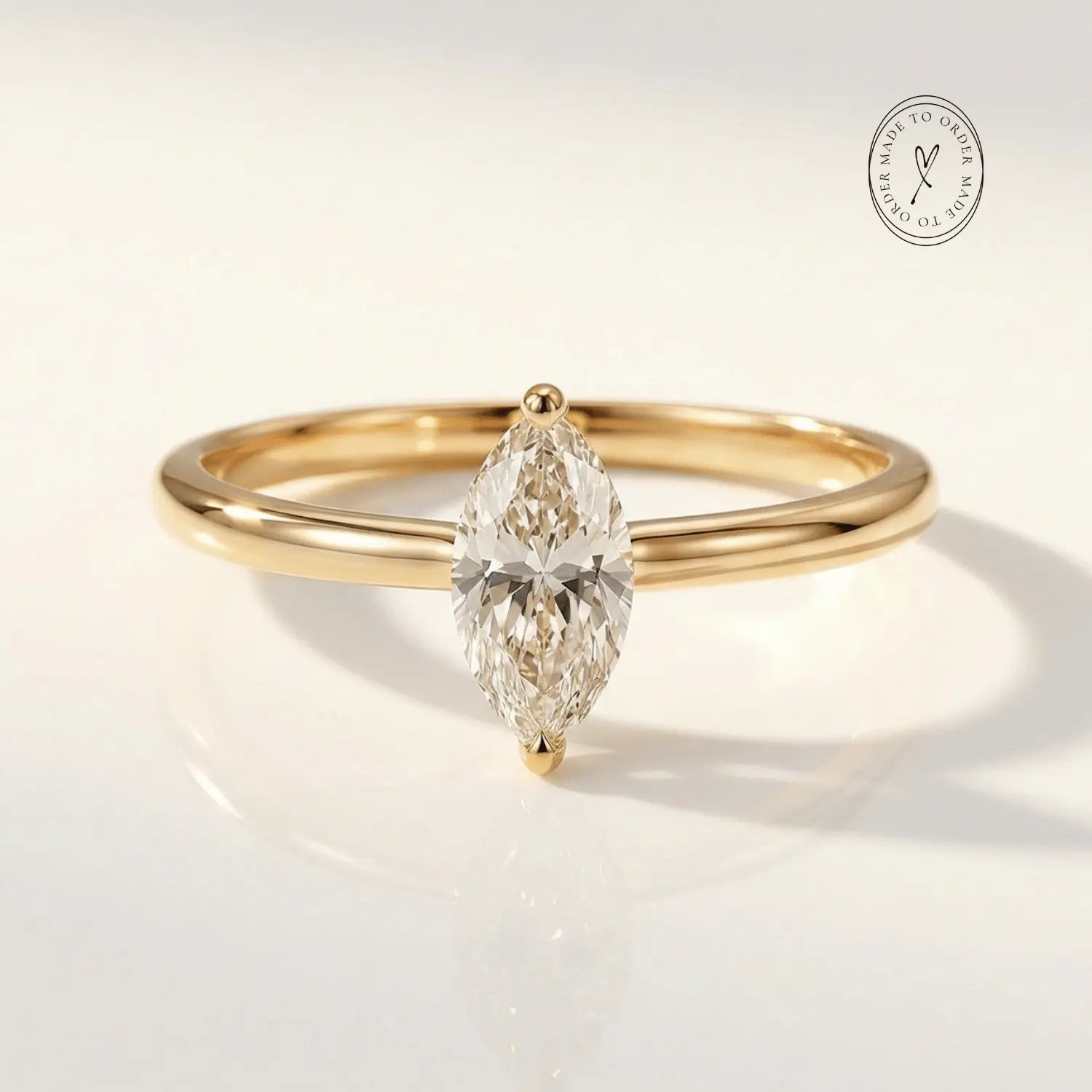 Platinum or Gold Marquise Diamond Ring - The Marlowe Ring - Dainty London