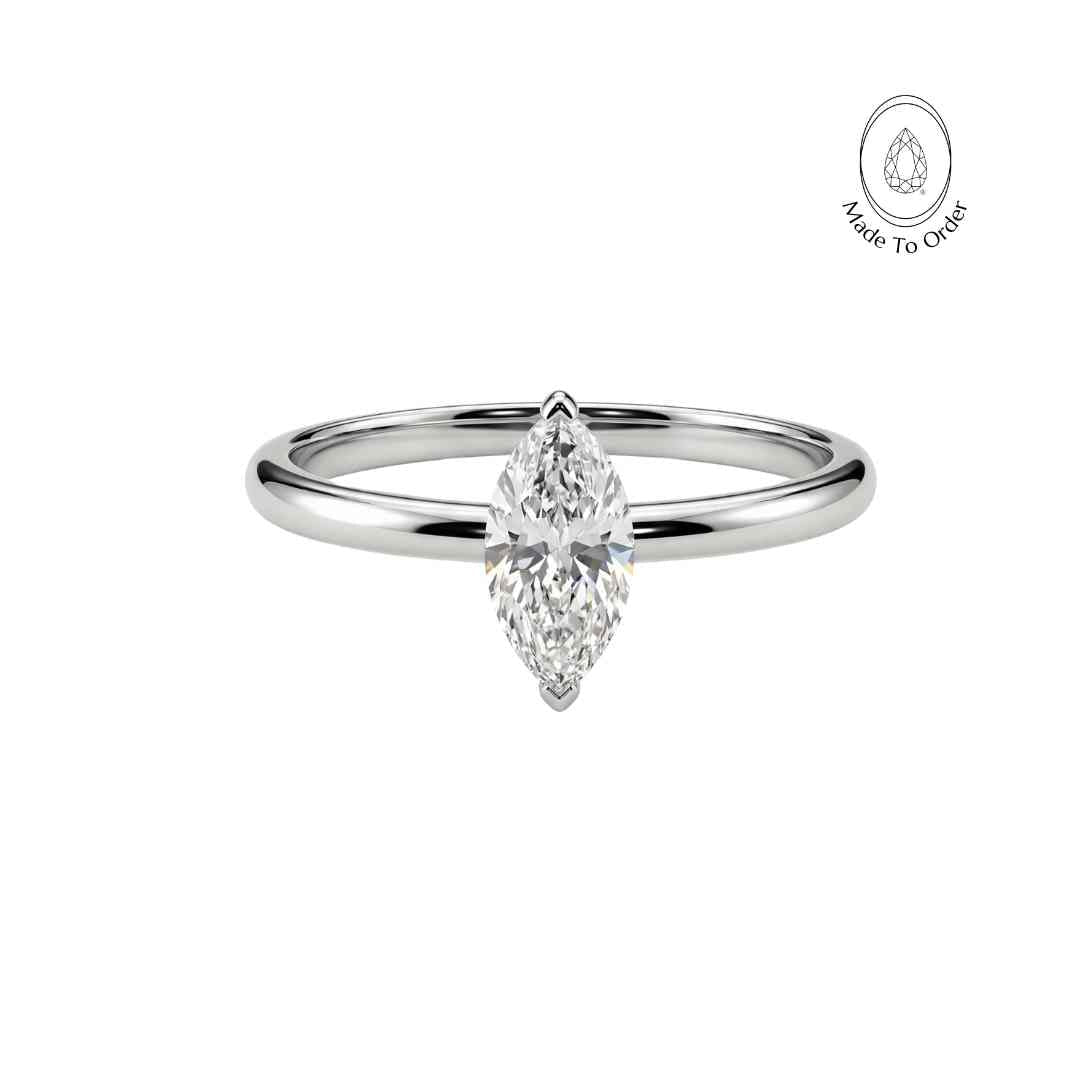 Platinum or Gold Marquise Diamond Ring - The Marlowe Ring - Dainty London