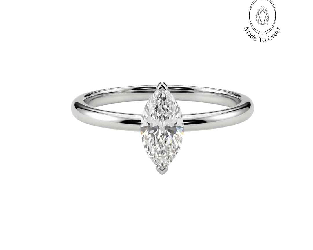 Platinum or Gold Marquise Diamond Ring - The Marlowe Ring - Dainty London
