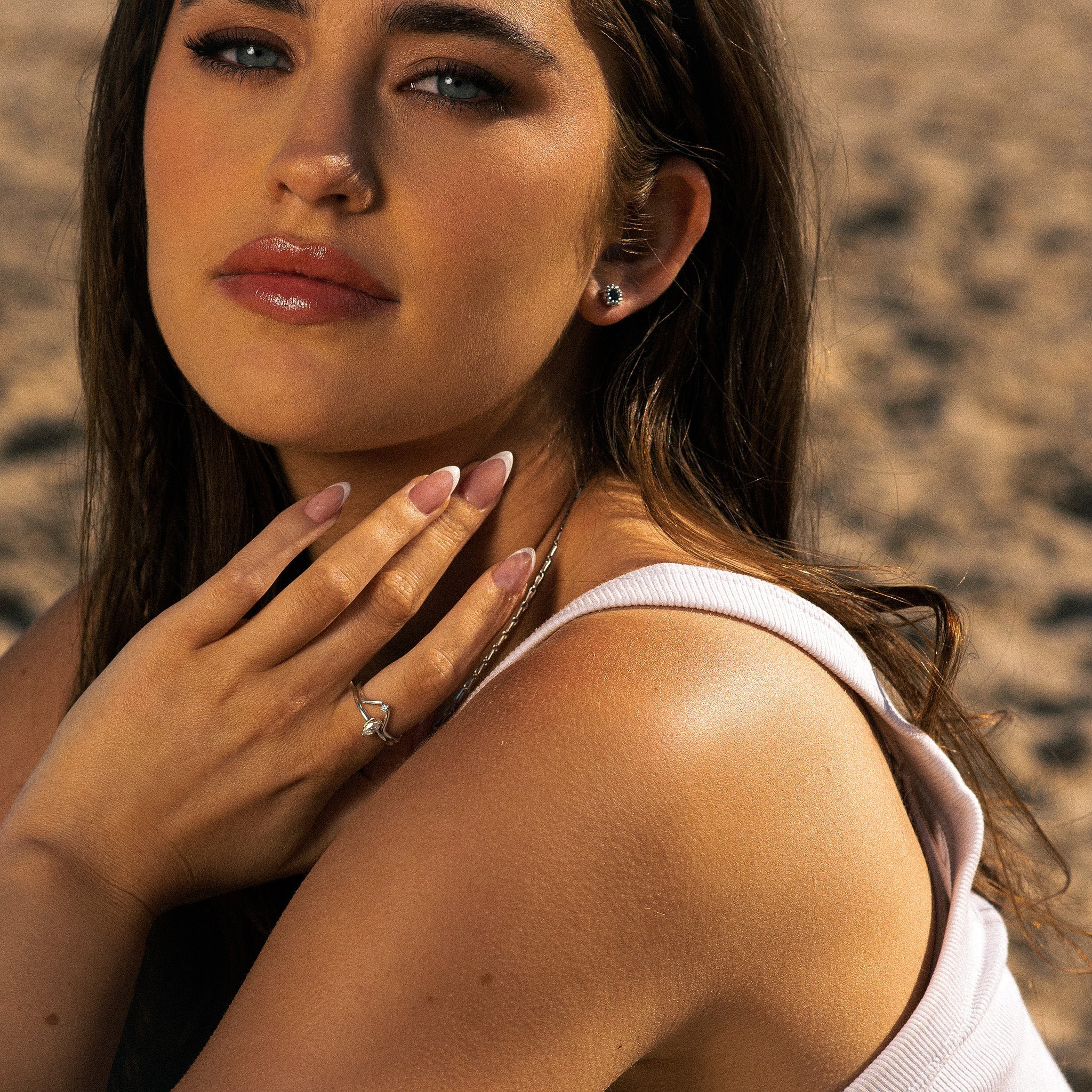 Platinum or Gold Marquise Diamond Ring - The Marlowe Ring - Dainty London