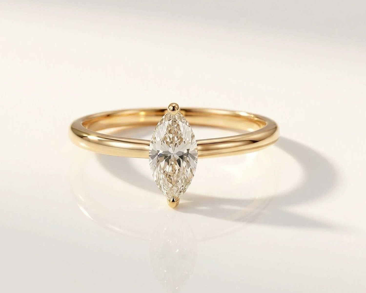 Platinum or Gold Marquise Diamond Ring - The Marlowe Ring - Dainty London