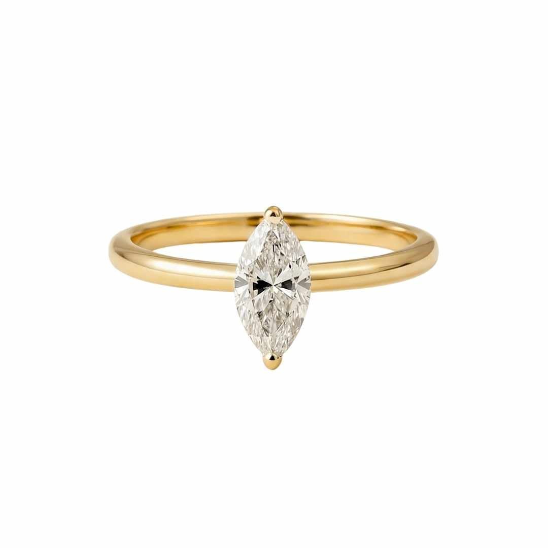 Platinum or Gold Marquise Diamond Ring - The Marlowe Ring - Dainty London